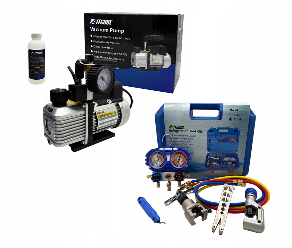 Nástroje ATK-4 Vákuová pumpa Aitcool VP120M-SG 51L/min s manometrom
