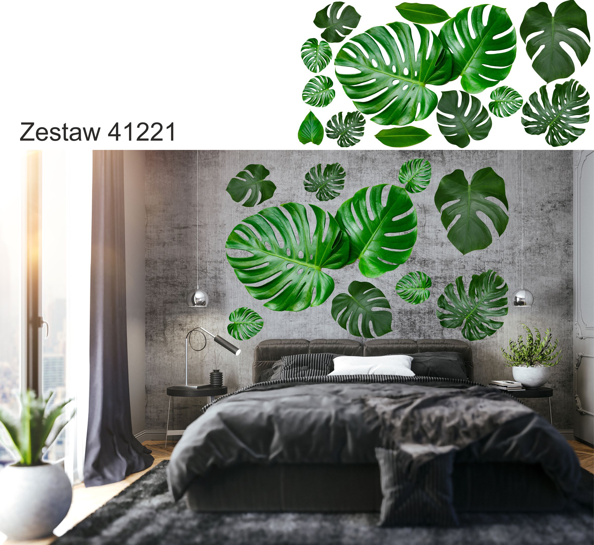 naklejki na ścianę ścienne liscie monstera monster Marka Naklejkomania