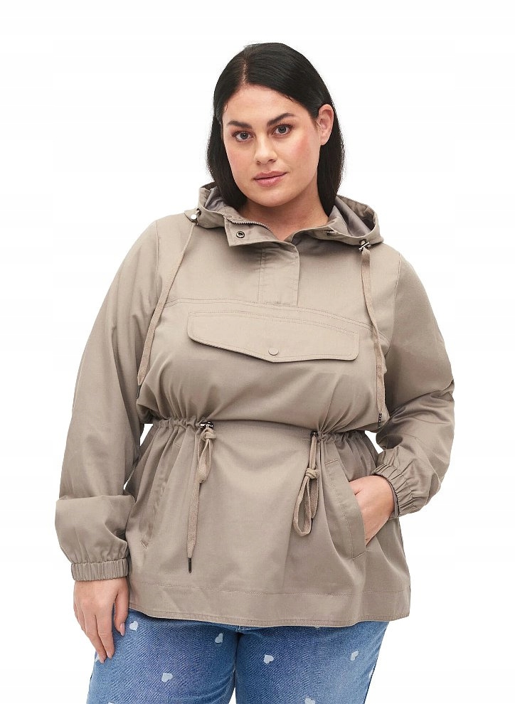 Zizzi Bunda Anorak Kapuce Kapsy Šedá 606F 48