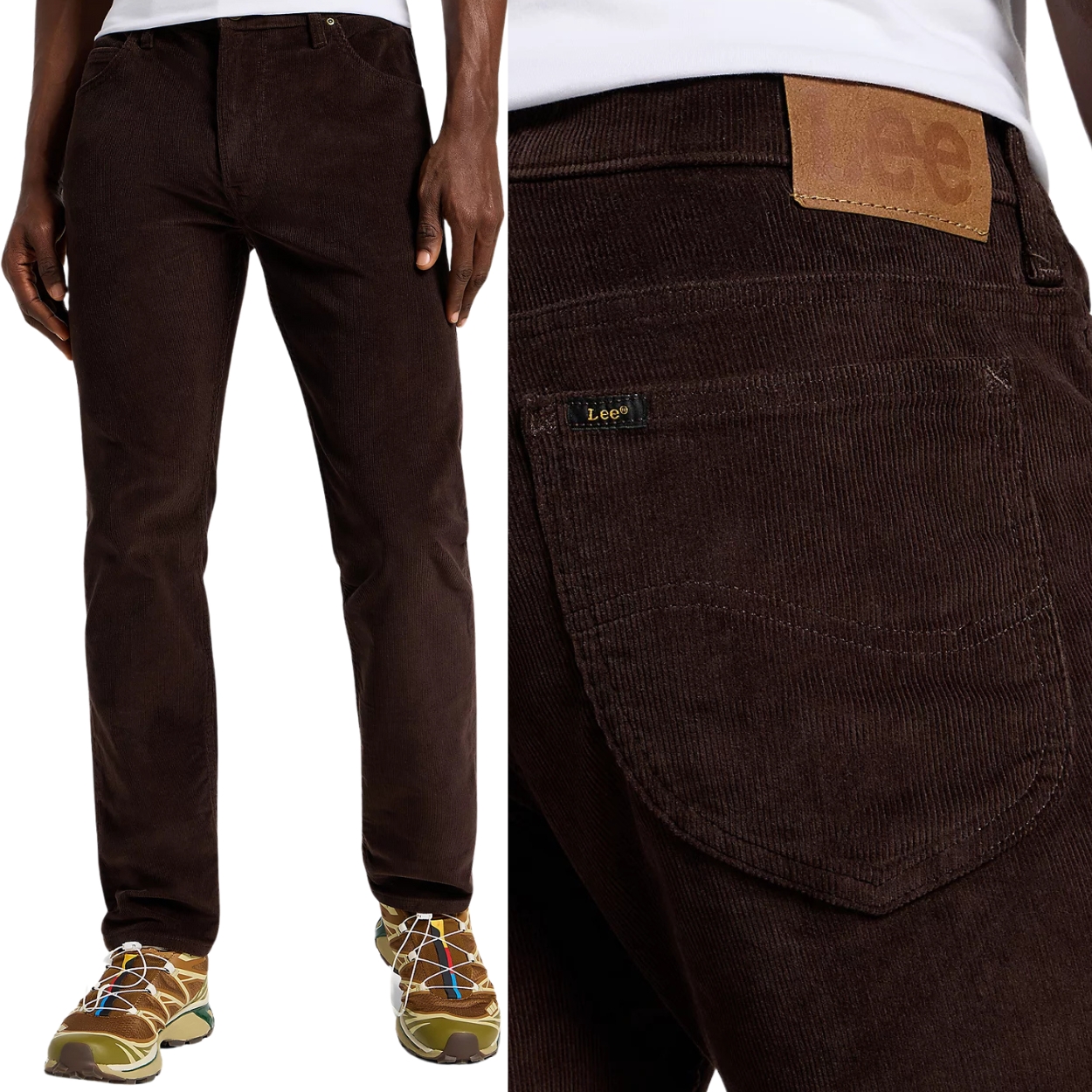 Lee Rider slim Espresso lehce přiléhavé hnědé kalhoty W31 L30