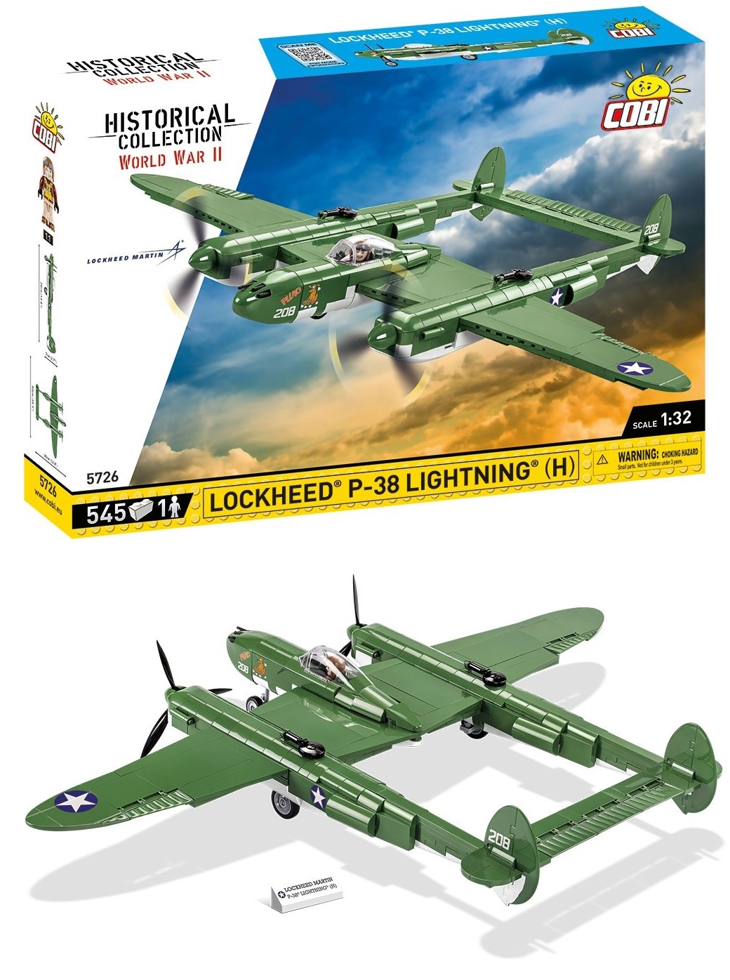 

Cobi 5726 Samolot Lockheed P-38 H Lightning Klocki
