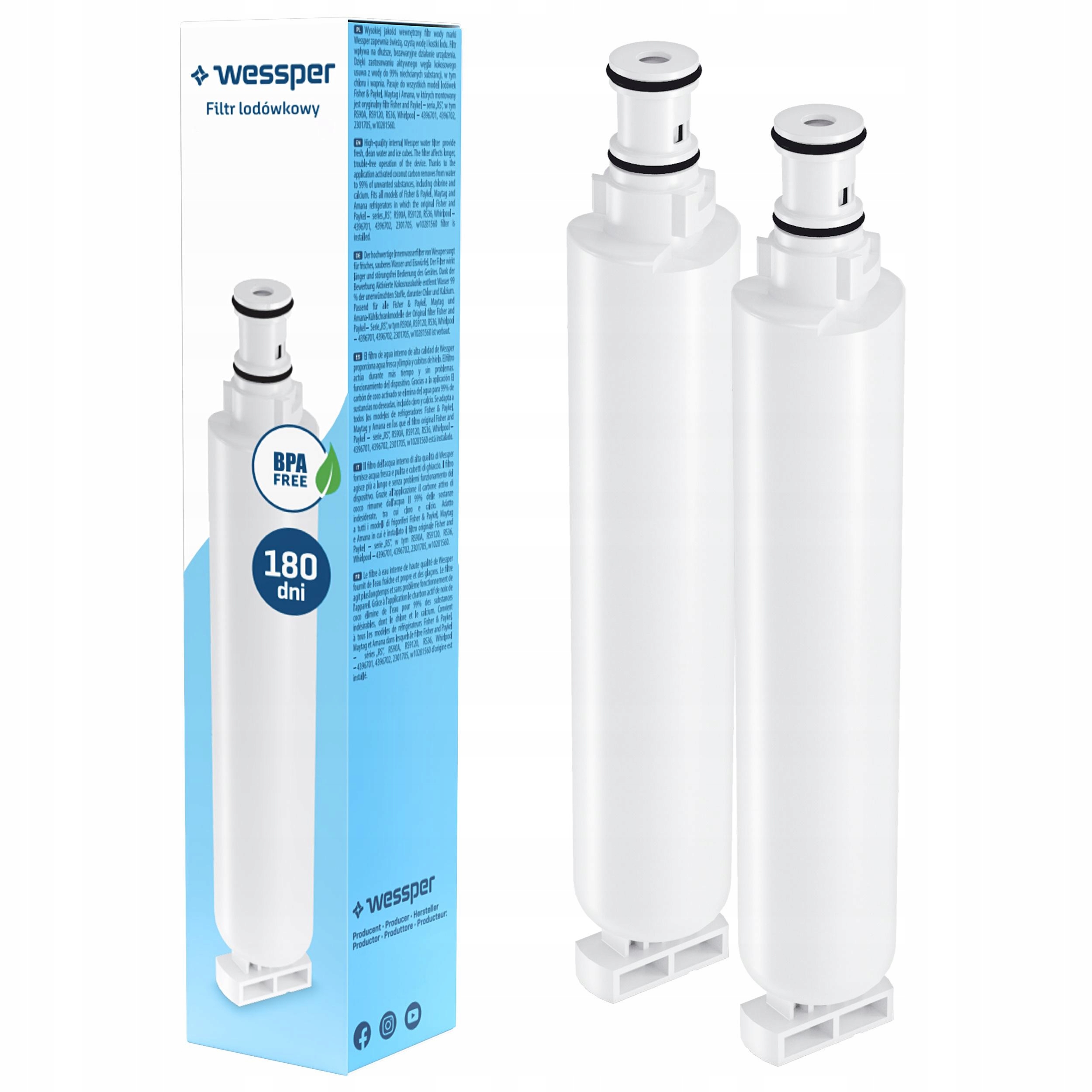 2x Filtr wody Wessper do lodówki Whirlpool zamiennik 2301705 W10281560