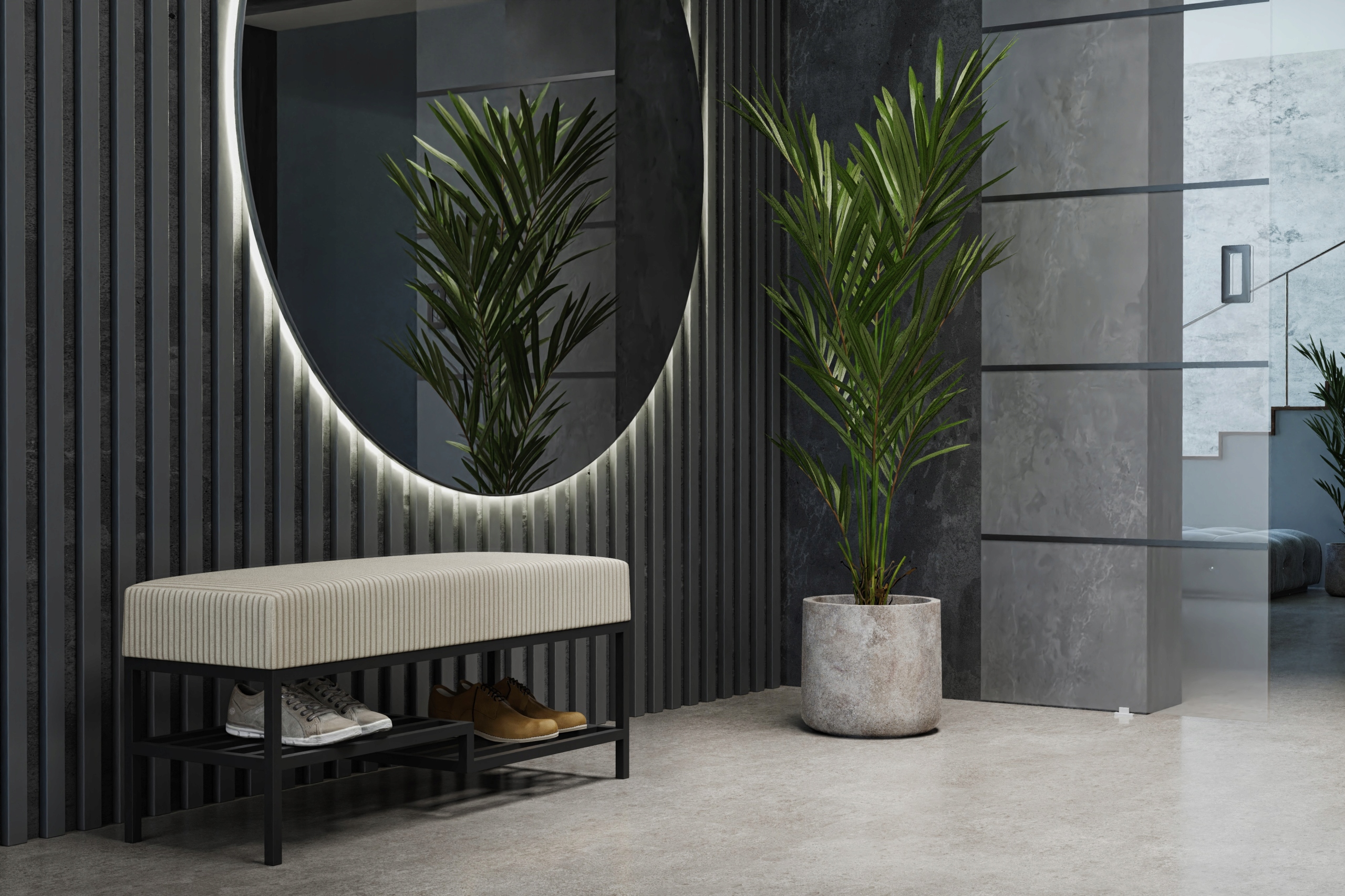 Čalouněná lavička Černé nohy, sedák Lavička do předsíně 80 cm Loft