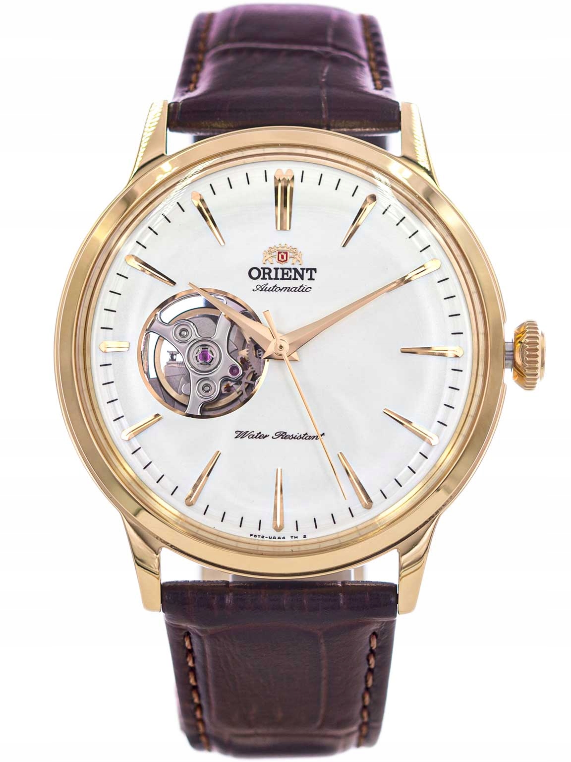 Pánské hodinky Orient RA-AG0003S30B Open Heart zlaté na řemínku