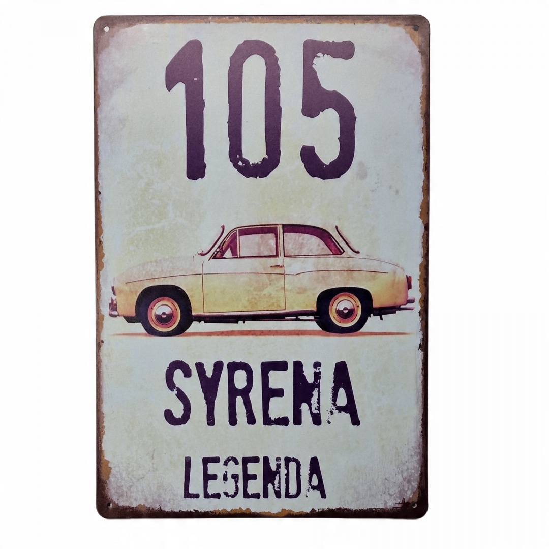 

Tabliczka Ozdobna Blacha Vintage Retro Syrena Auto