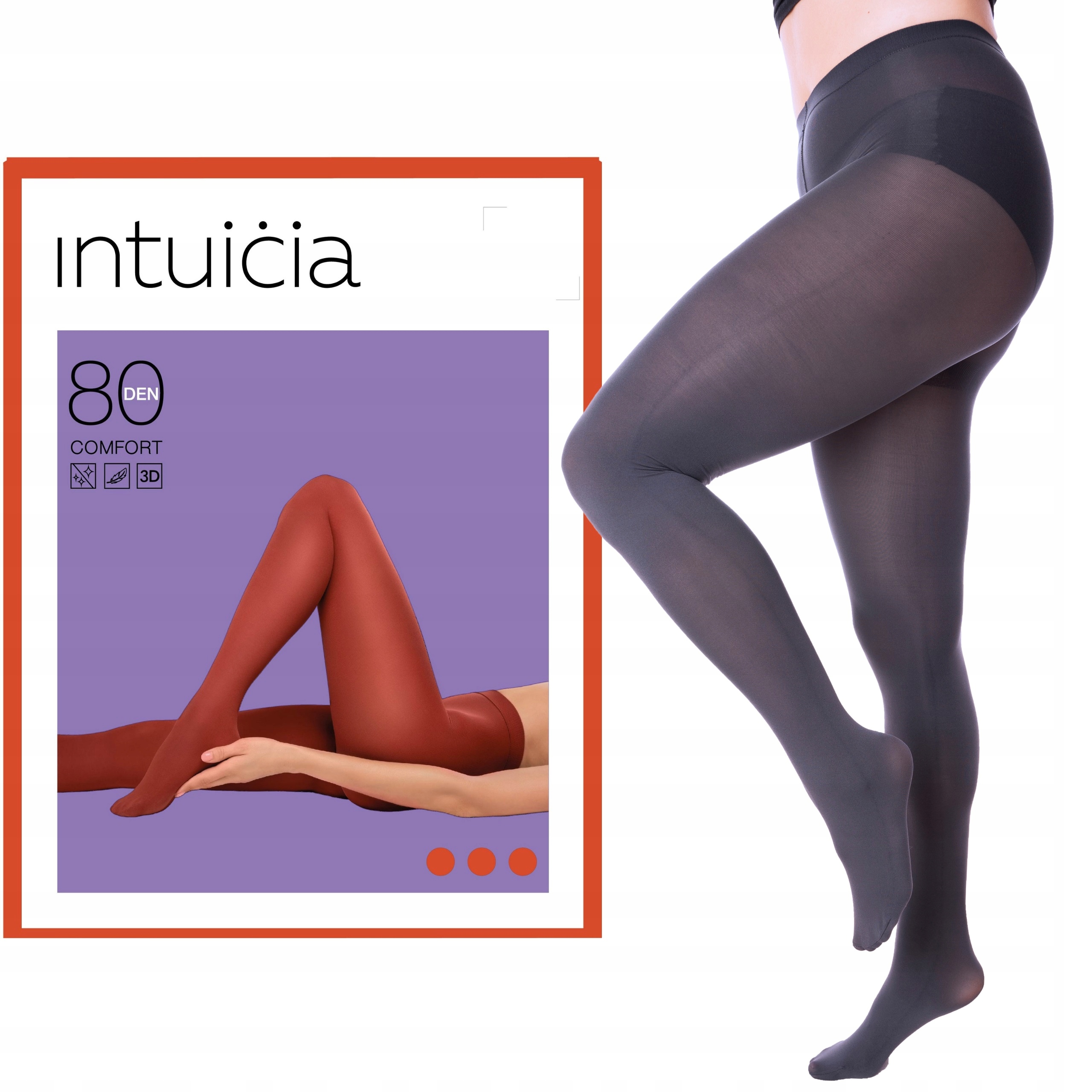 

Szare grube rajstopy Comfort 80 Den Intuicia roz.2