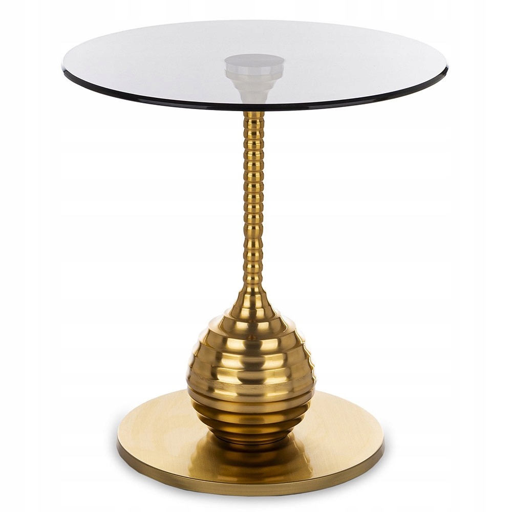 Konferenčný Stolík Zlatý Grafitový 50 cm Kovová Sklenená Doska So Sklom