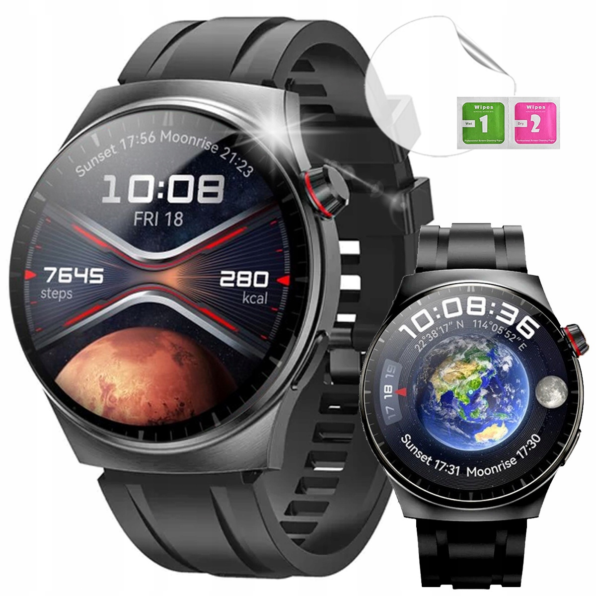 Chytré Hodinky Hodinky Polské Menu Hovory Sport Smart Watch Pánské Černé