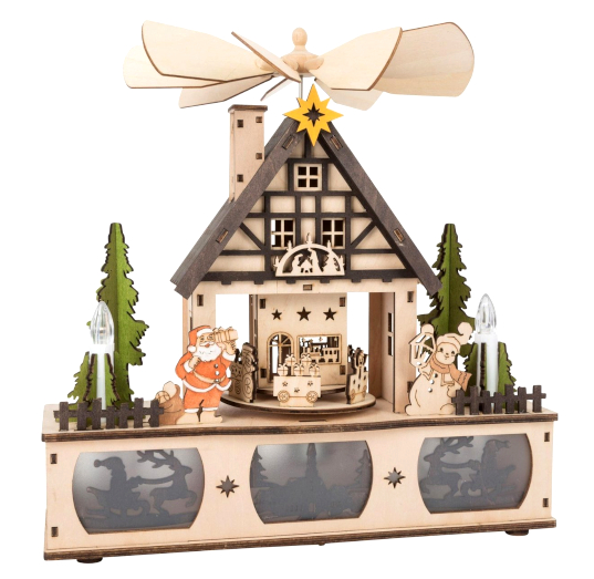 Vianočná dekorácia drevená svietiaca dedina
