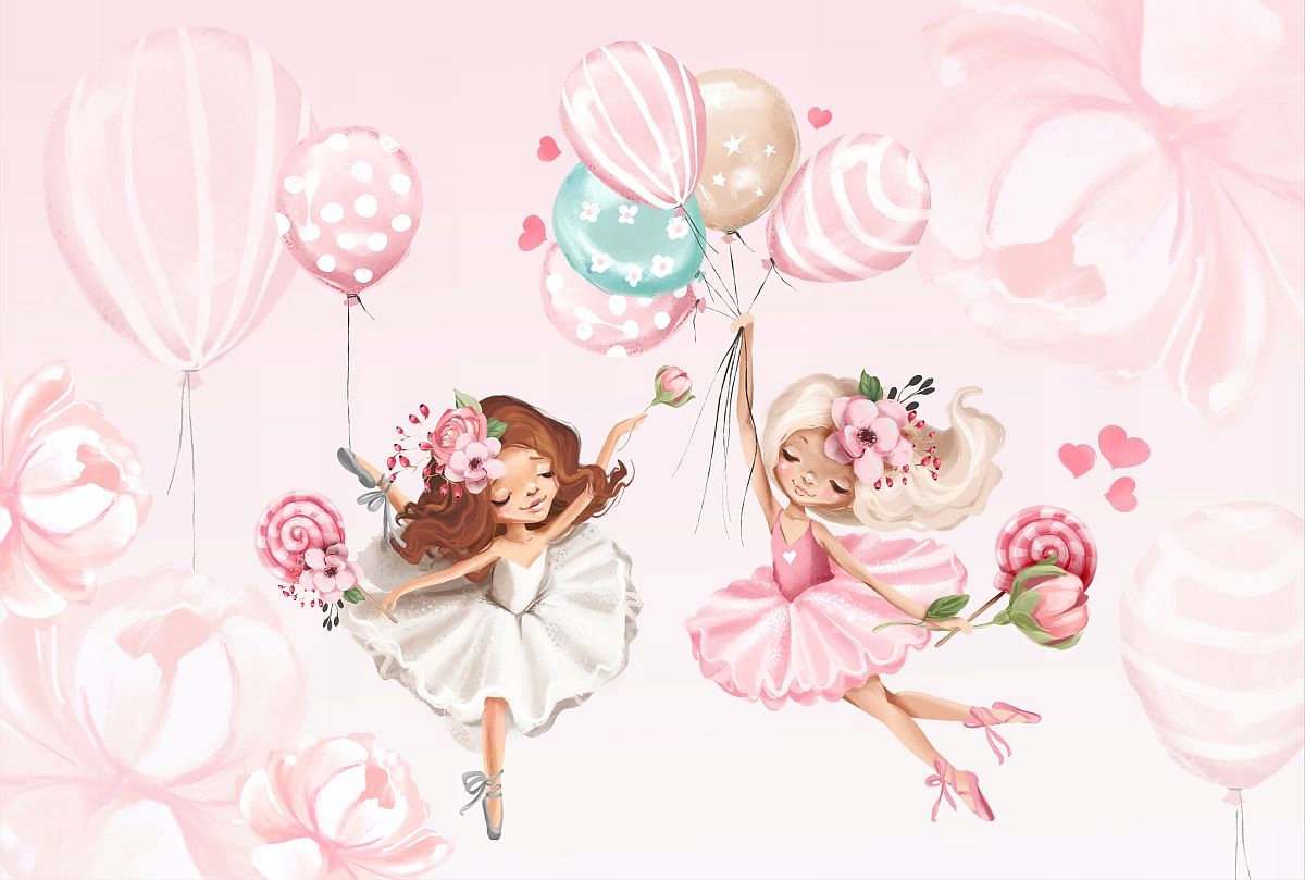 

Tapeta tańczące baletnice, różowe balony Na Wymiar