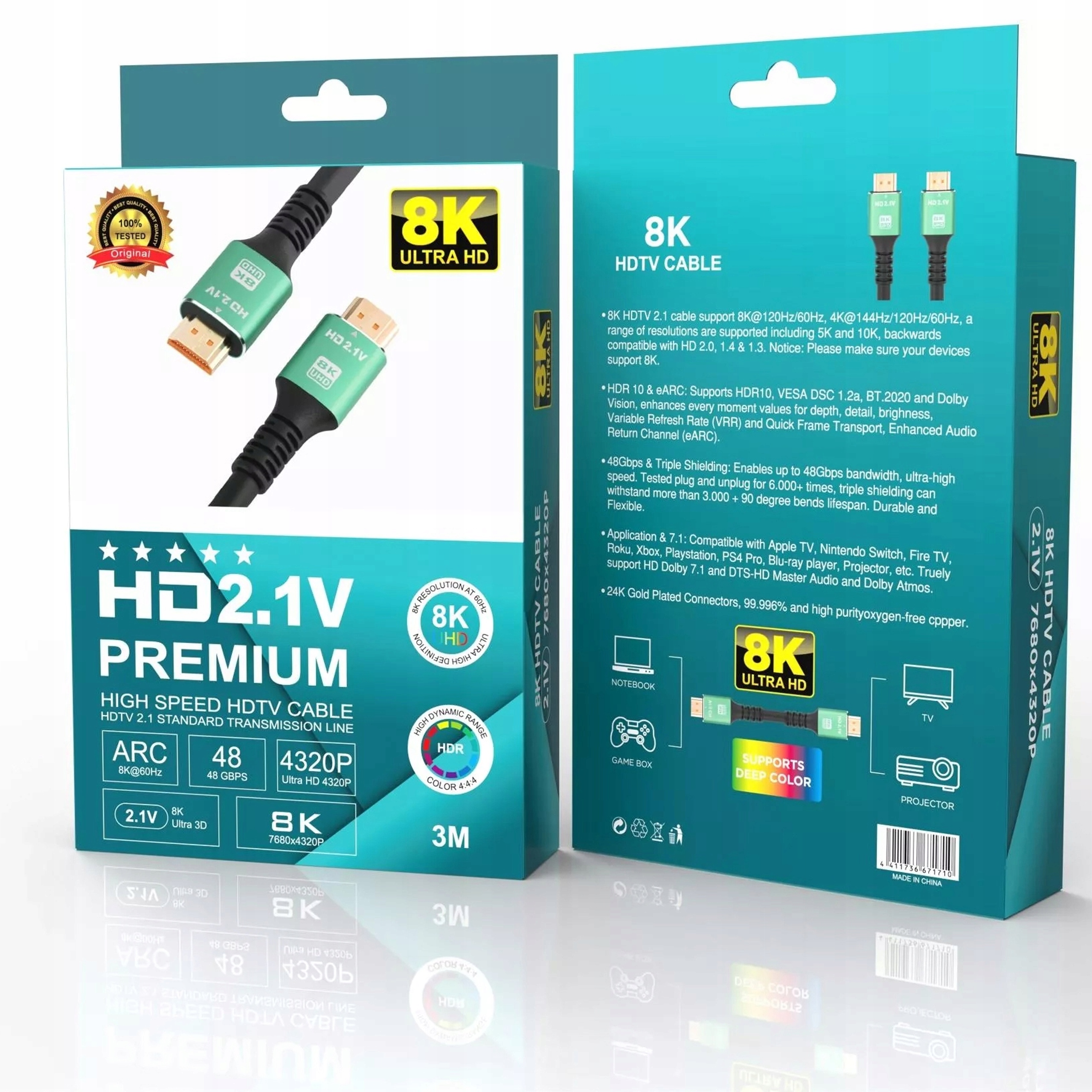 KABEL HDMI 2.1 ULTRA HIGH SPEED UHD 8K 120Hz 10m Model HD2.1V 8K 10M