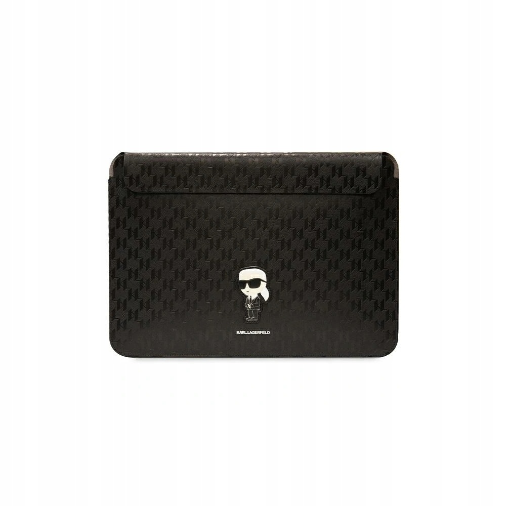 Pouzdro Karl Lagerfeld Sleeve 16 palců Saffiano Monogram Ikonik Černé