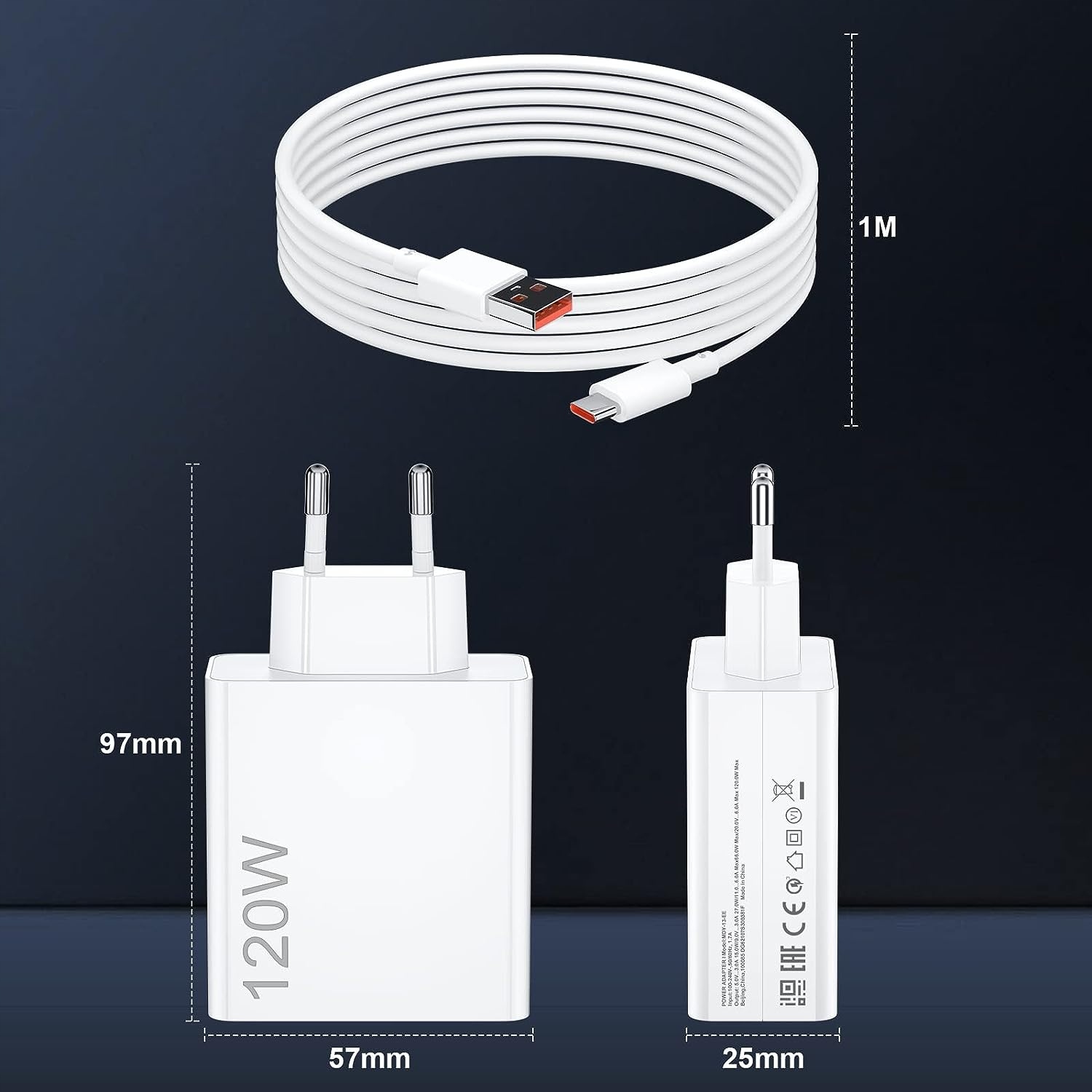 Ładowarka do Xiaomi 120W Mi Turbo Charge USB C +Kabel Marka bez marki