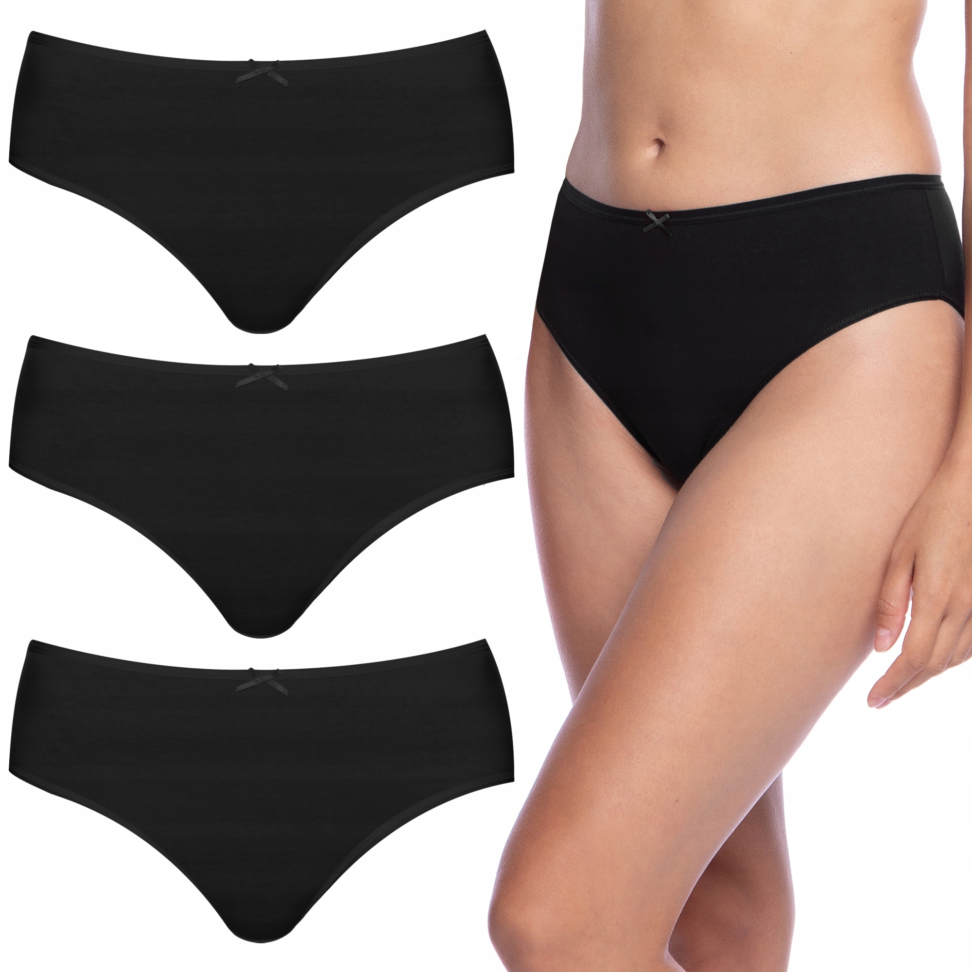 Kalhotky Bikini Lama Dámské bavlněné hladké kalhotky pohodlné 3-PAK L
