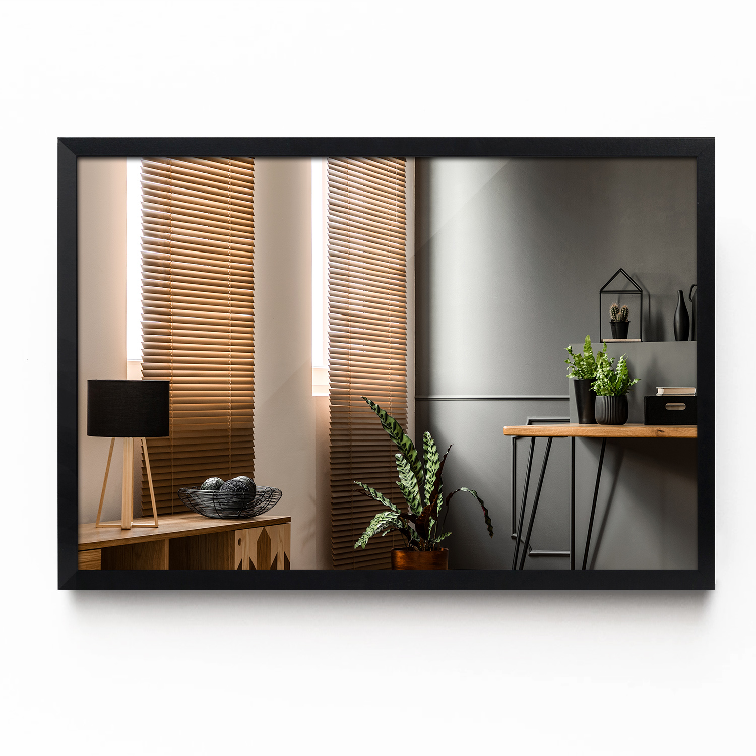 

Czarne Duże Lustro Premium Do Salonu Rama 100x70