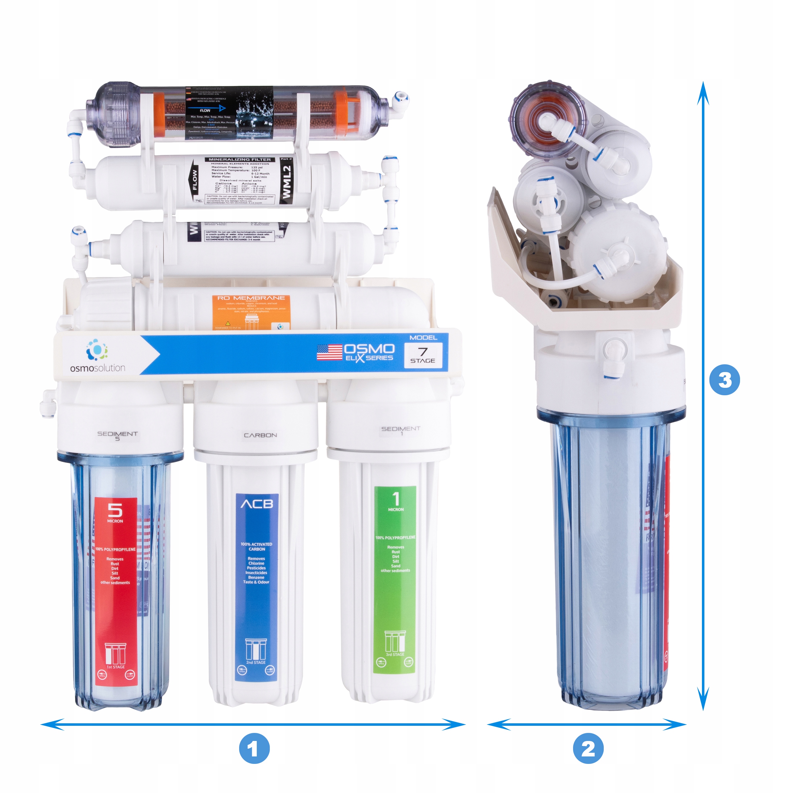 FILTR DO WODY RO7 JONIZATOR ODWRÓCONA OSMOZA 75GPD CZARNA WYLEWKA Kolor dominujący biały