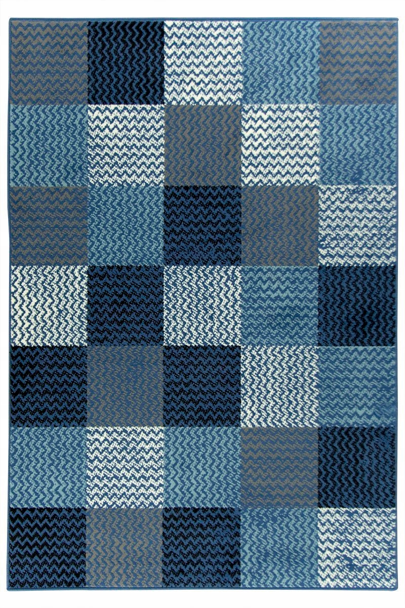 

100x150 cm Granatowy Dywan Niebieski Patchwork