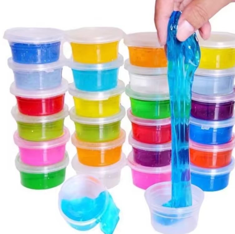 ZESTAW 6x SLIME W PUDEŁKU MASA PLASTYCZNA PLASTELINA GLUT KOLORY