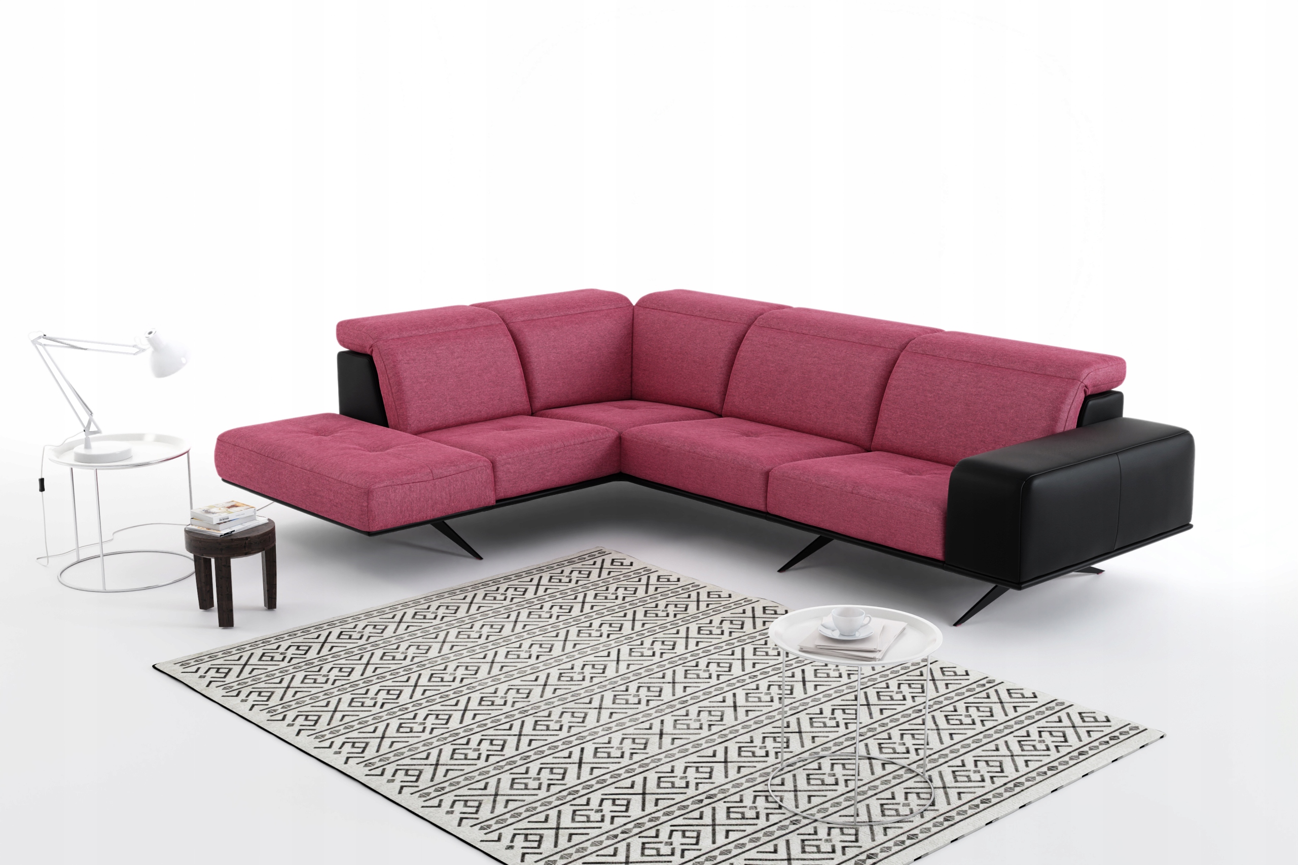 Kanapa z leżanką wysokie nóżki Regulowane zagłówki Marka Meble Wanat