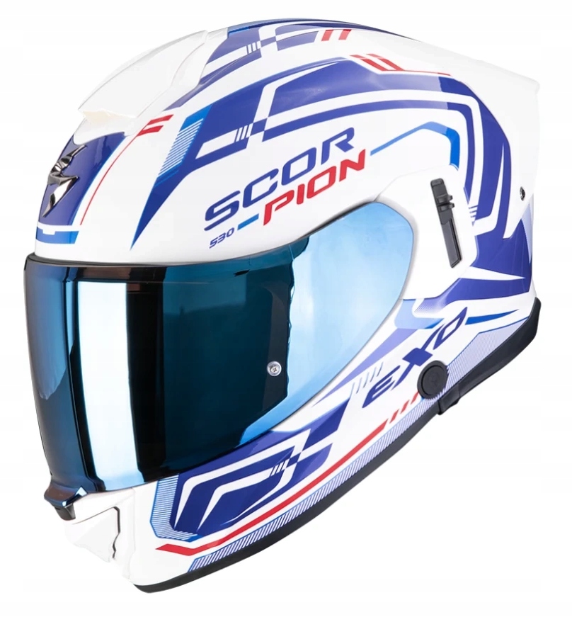 Scorpion EXO-530 Air Slope biela/modrá/červená integrálna prilba s mixom L