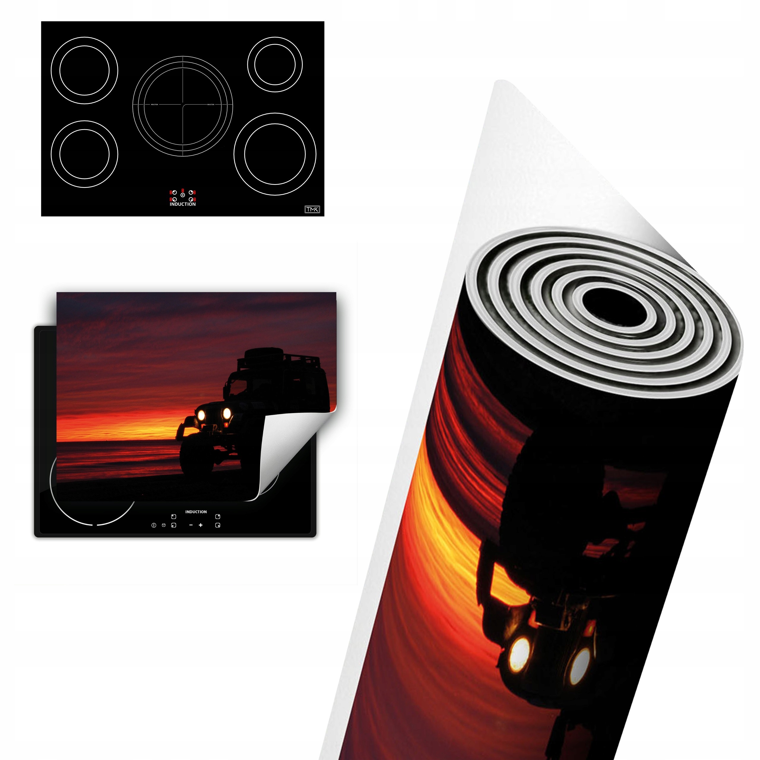 Vinylová Ochrana Na Indukci Desky 80x52 Jeep krajina