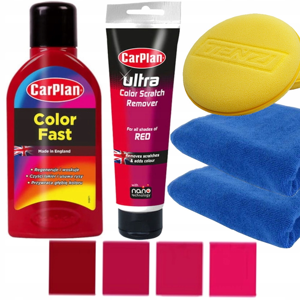 Carplan Wosk Samochodowy Czerwony+ Pasta Polerska Koloryzująca 3W1 Do Auta