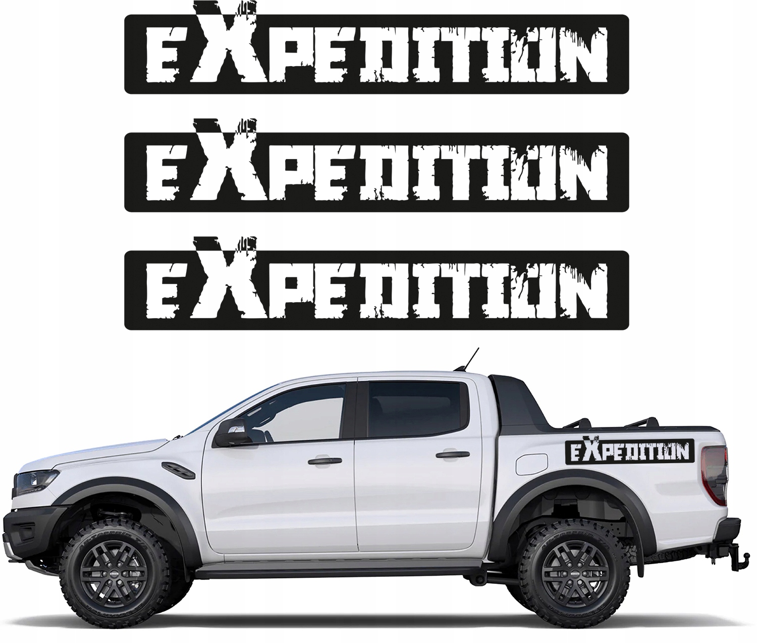 3x Samolepky Grafika na bok auta Jeep Auto Motiv Expedice 70x13