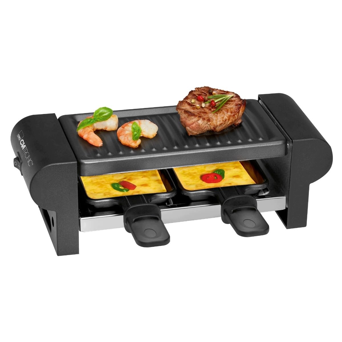 Raclette Gril Pro 2 Osoby 350 V 2 Pánvi Cool Touch Černý