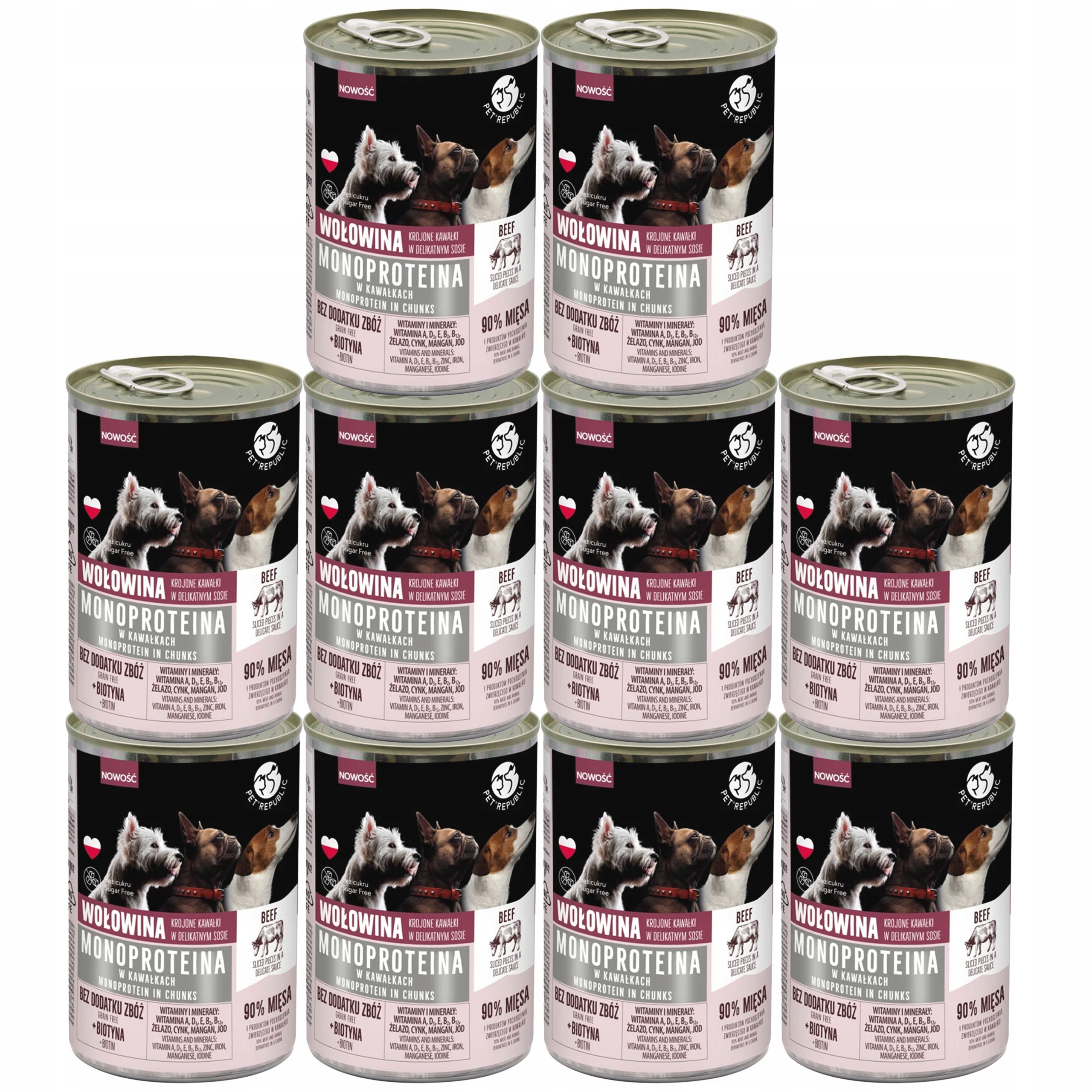 Levně Pet Republic Mono Protein kousky Hovězí krmivo pro psa mokré 10 x 400 g