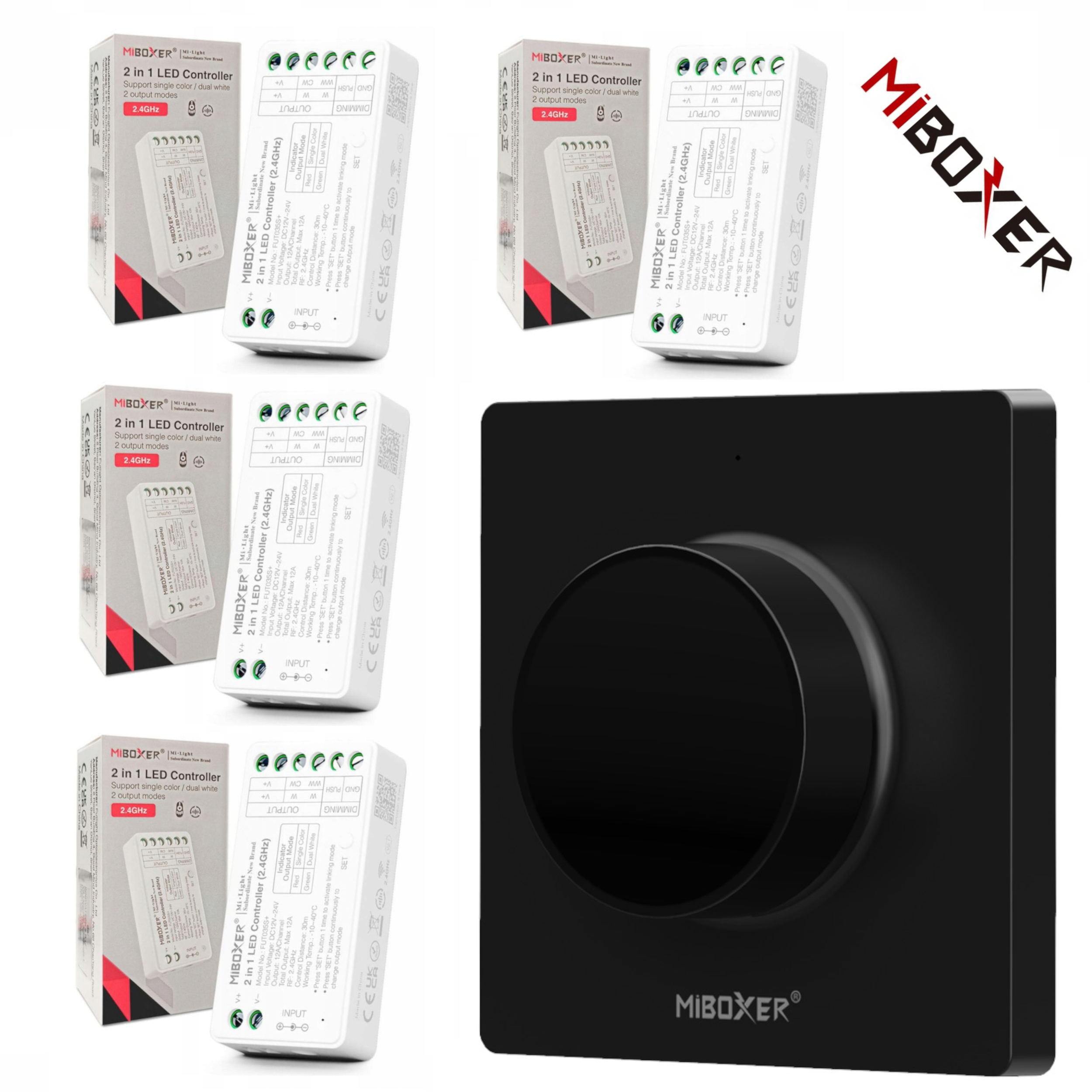 Sada 4x Zónový Ovládač Pre Led Pásky Mono|cct Nástenný Panel Miboxer