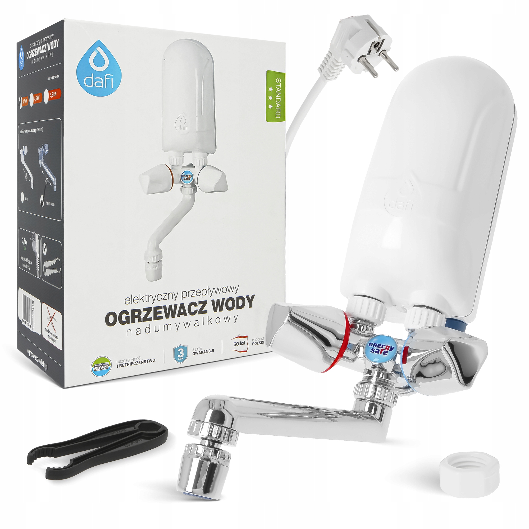 Prietokový ohrievač vody 230V 3,7 kW Elektrický ohrievač Batéria D 3Q