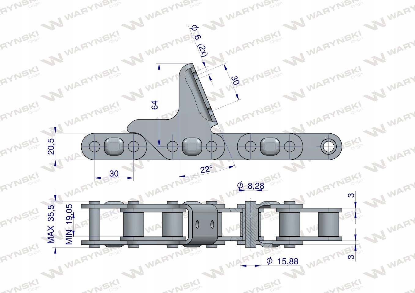 W-034851 - Цепная цепь для кукурузы CA627 Geringhoff