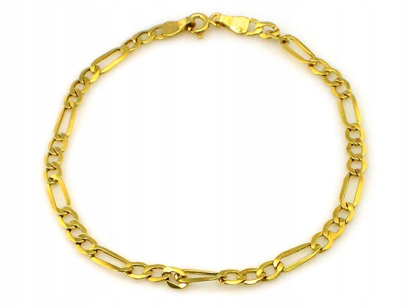 Zlatý řetízkový náramek s klasickou figaro vazbou 585 19 Cm 3 mm 1.44 g