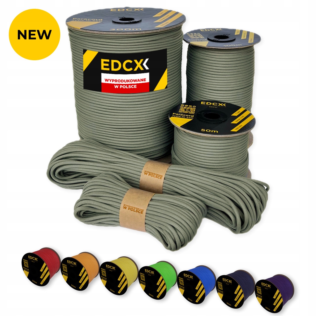 Linka Edcx 4 mm Paracord 550 (Light Khaki , 300 m) Wyprodukowane w Polsce