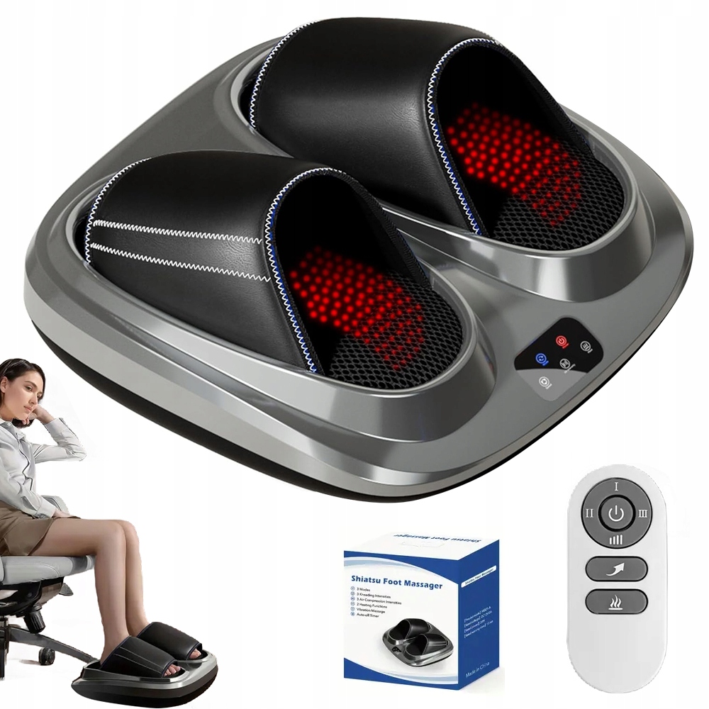 Elektryczny Masażer Stóp Shiatsu 3 Tryby Intensywności Pilot Ergonomiczny