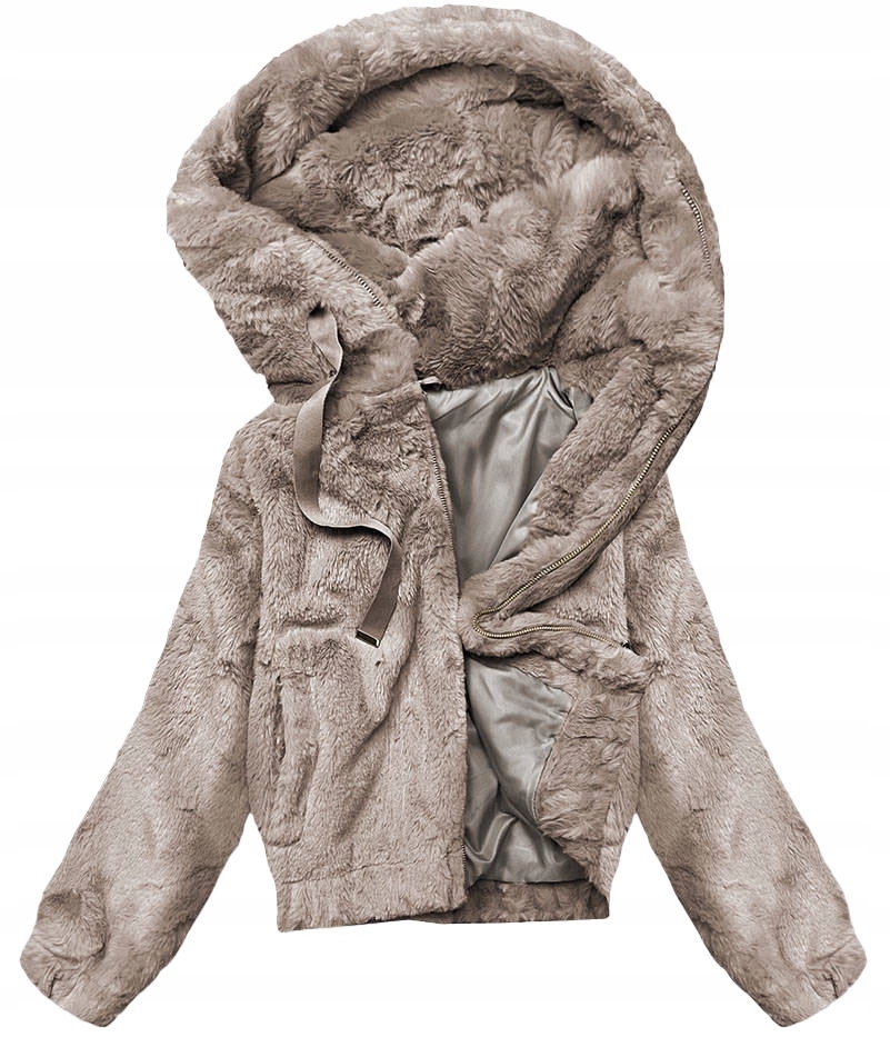 Krátká Bunda Kožešina B8050 Béžová XL (42)