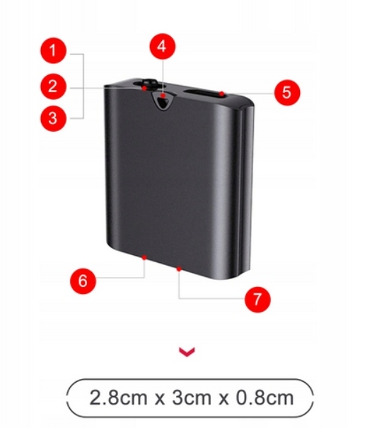 Szpiegowski mini dyktafon Q63 32GB podsłuch wbudowany magnes Zasilanie akumulatorowe