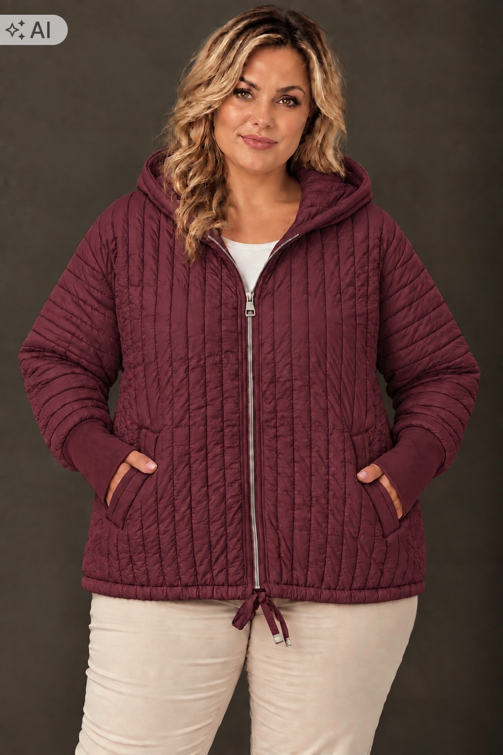 dámská italská přehozová bunda Stella Milani reglan kapuce bordo oversize