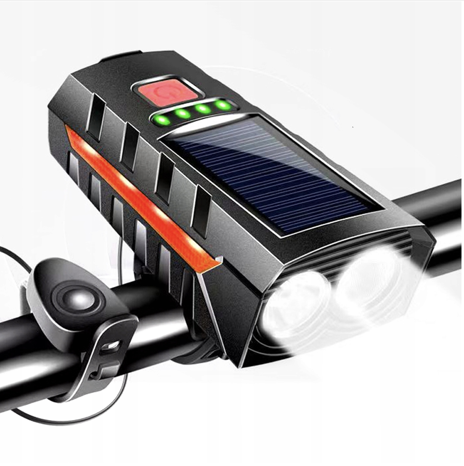 OŚWIETLENIE ROWEROWE LAMPKA SOLARNA 1200LM + KLAKSON lampka rowerowa MOCNA Marka Inna marka