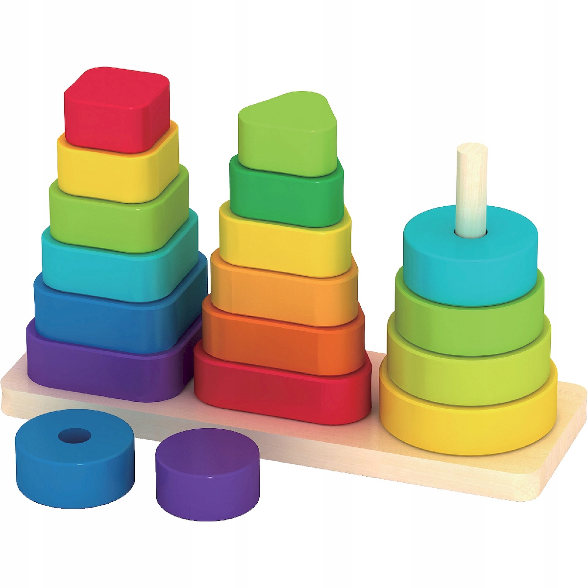 

Drewno Tęczowe Piramidy Wieże Sorter Smily
