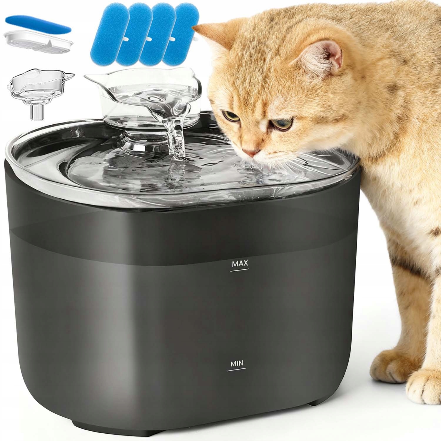 Levně Napáječka Fontána Automatický Dávkovač Vody Pro Kočky Psa Králíka 2.2 L