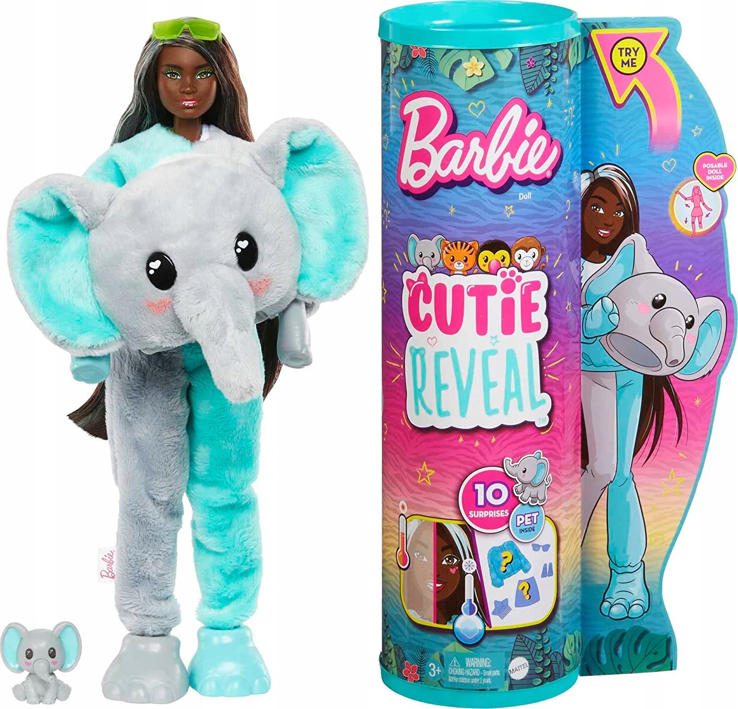 

Barbie Lalka Cutie Reveal Słonik Dżungla HKP98