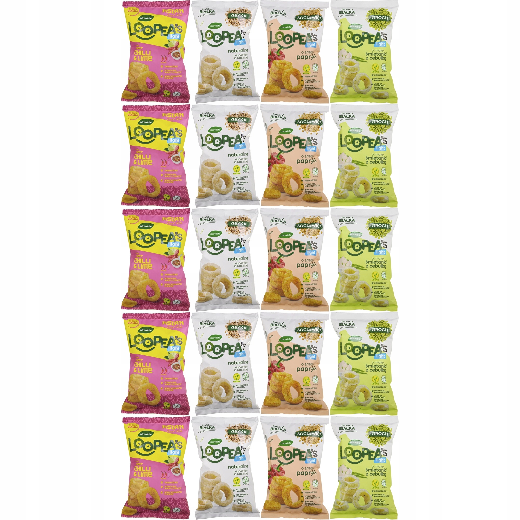 Zestaw chrupków Loopea's Light MIX smaków 20 szt.