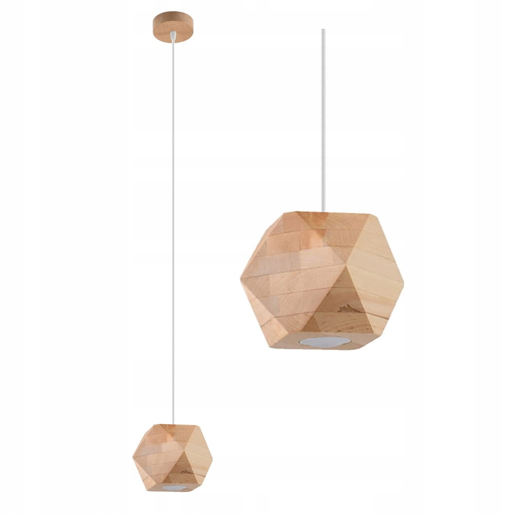 Závěsná lampa Woody přírodní dřevo, jednotné stínítko nad ostrov Sollux