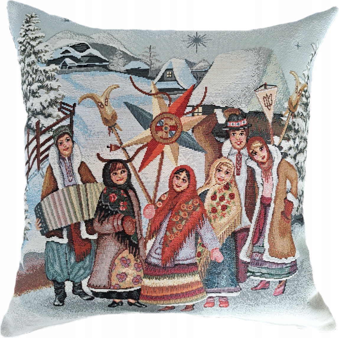 

Poszewka gobelinowa świąteczna 45x45 cm kolędnicy
