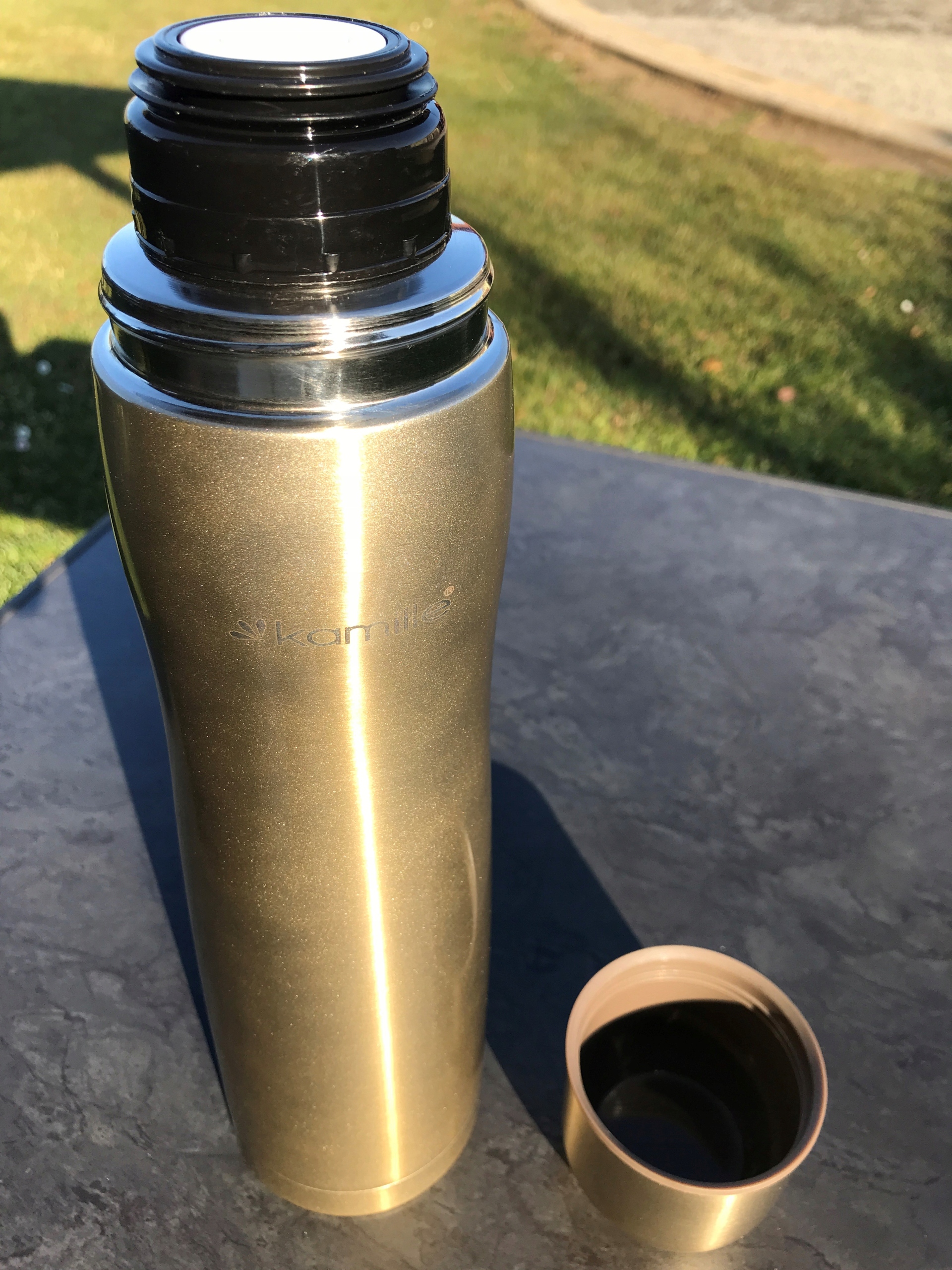 TERMOS DZIECIĘCY DO SZKOŁY 1000ml złoty+ KUBEK STAL PODRÓŻNY TURYSTYCZNY 1L EAN (GTIN) 5714081005018