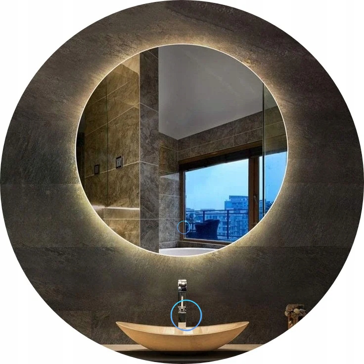 Okrúhle Zrkadlo Led 50 cm fi Dotykový Vypínač Okrúhle Zrkadlo S Vypínačom