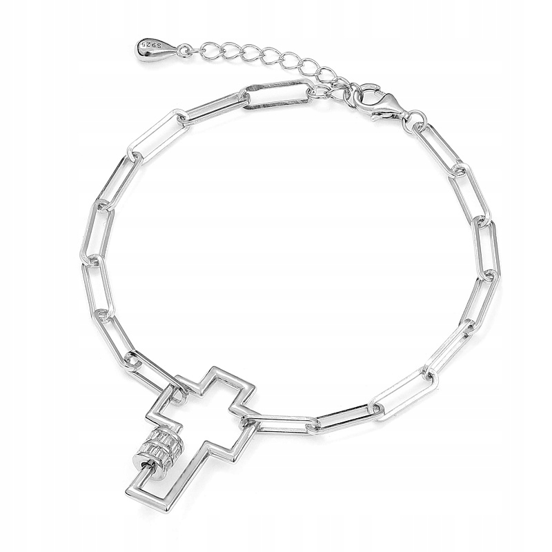 Stříbrný náramek s přívěskem kříž Ag 925 B05127