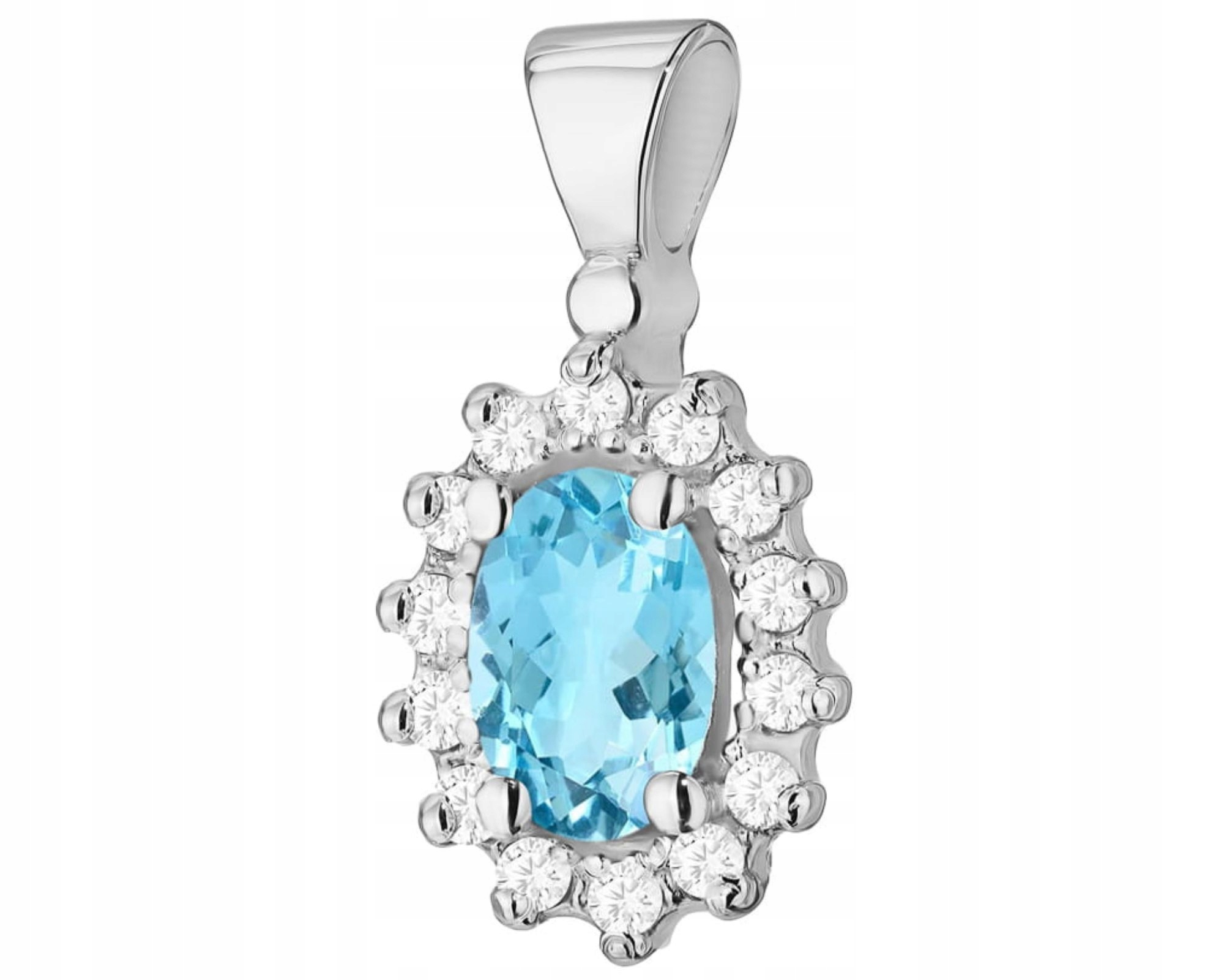 Bílé Zlato Přívěsek S Brilianty Přírodní Kámen Topaz 585 Dárek