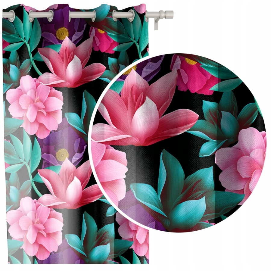 ZASŁONA MATOWA kwiaty ZASŁONY na PRZELOTKI 145x250